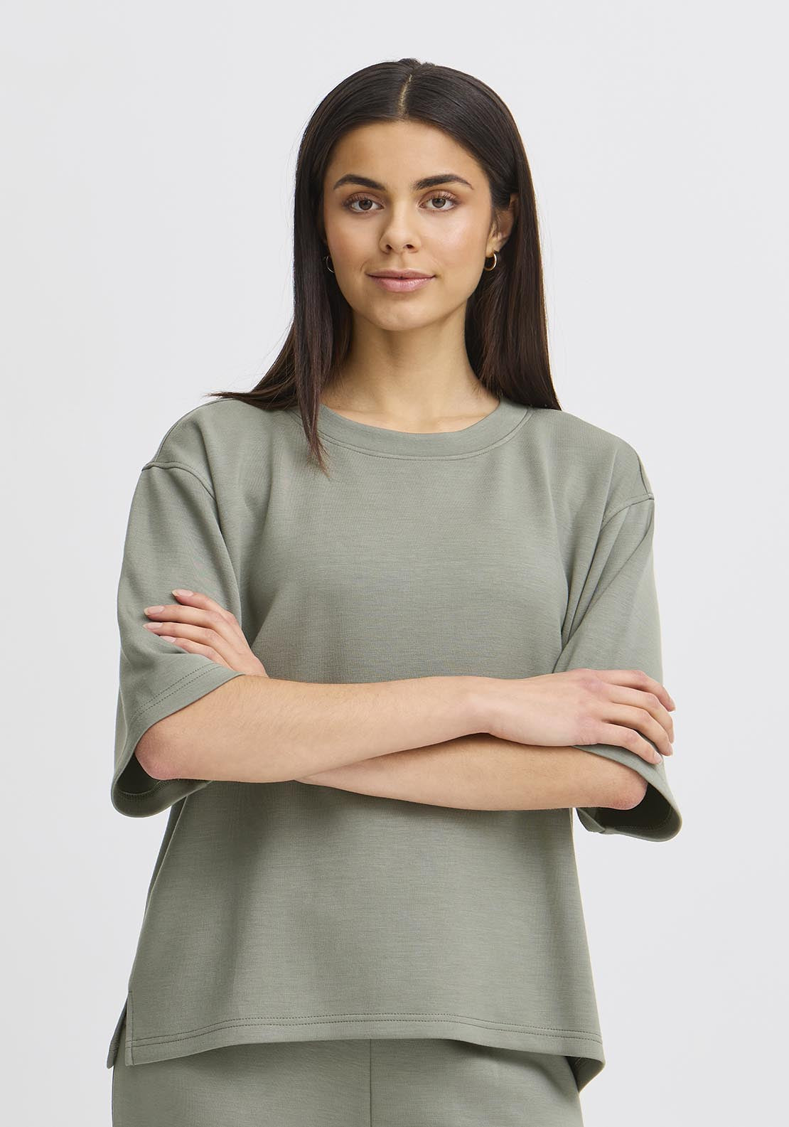 Fransa Casual 1/2 Sleeve Pullover - Agave Green 2 Shaws Department Stores