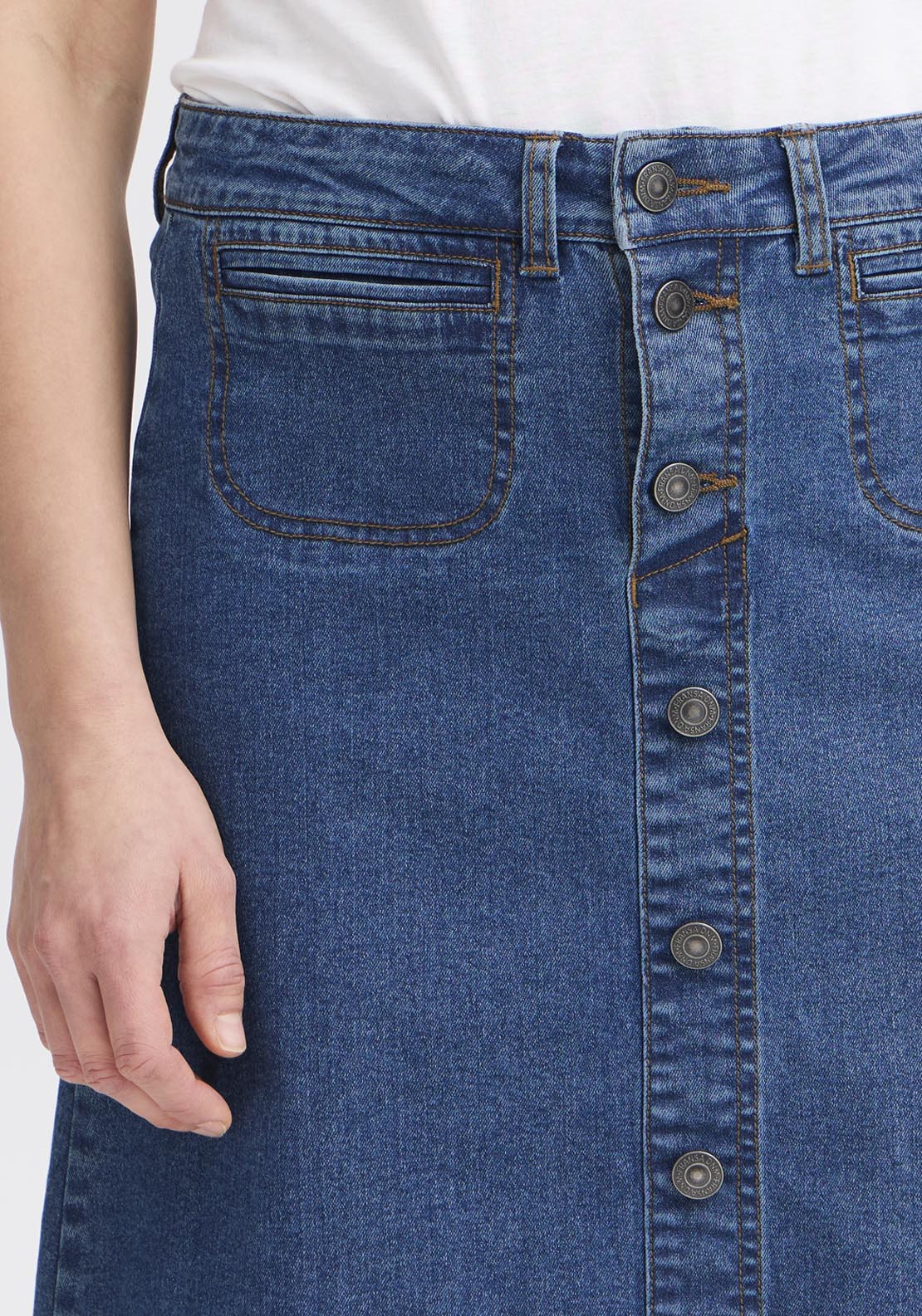 Fransa Pos Denim Skirt - True Blue Denim 5 Shaws Department Stores