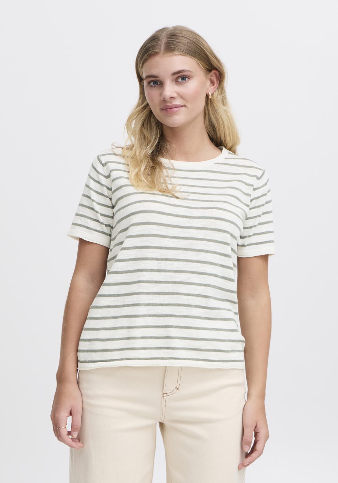 Fransa Pos Knit Pullover - Green 1 Shaws Department Stores