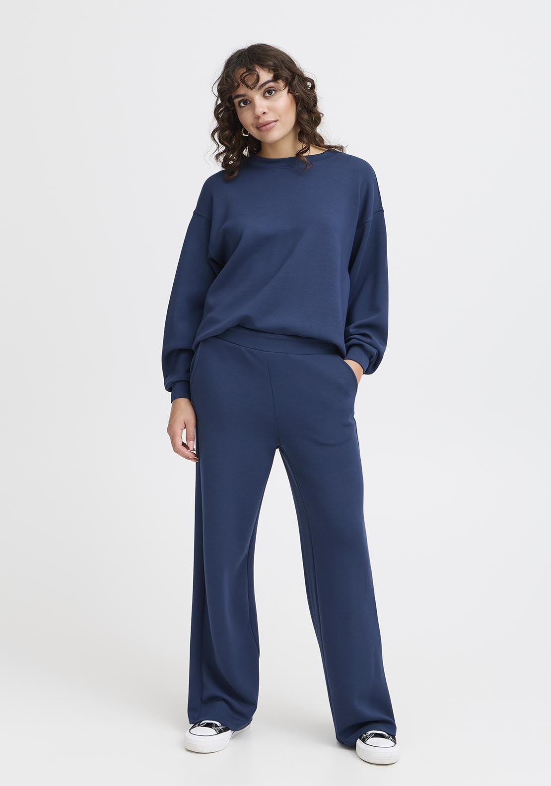 Fransa Casual Trousers - Navy Blazer 2 Shaws Department Stores