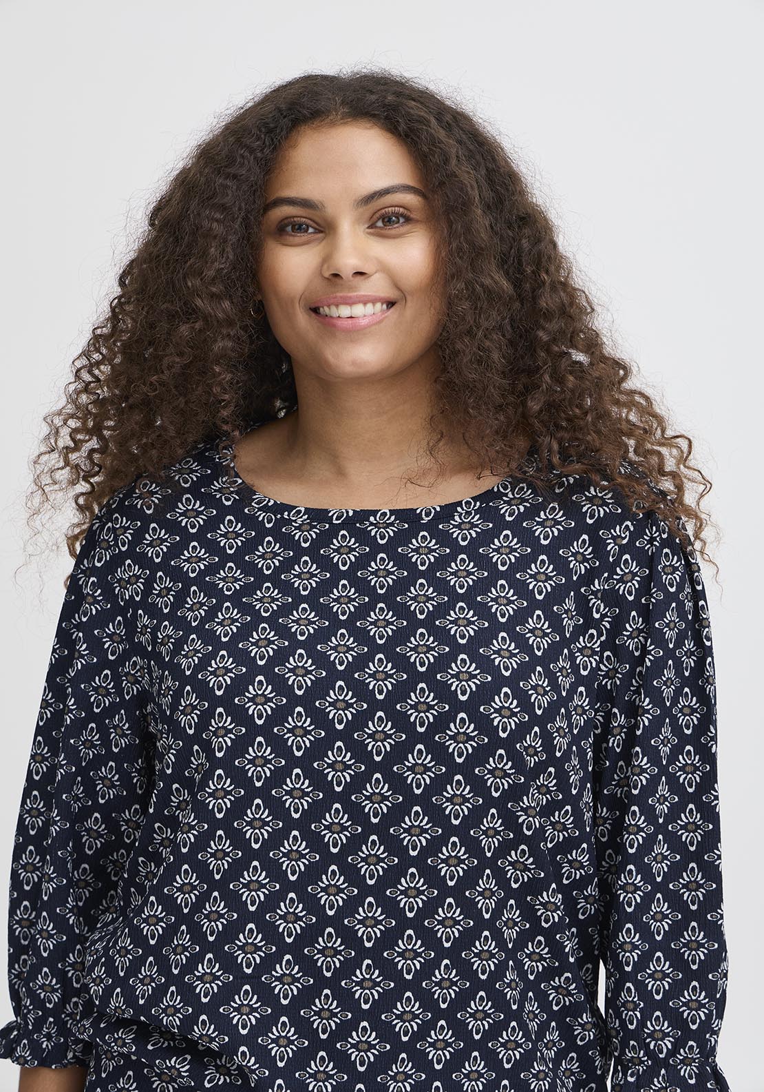 Fransa Casual 3/4 Sleeve T-Shirt -Navy 3 Shaws Department Stores
