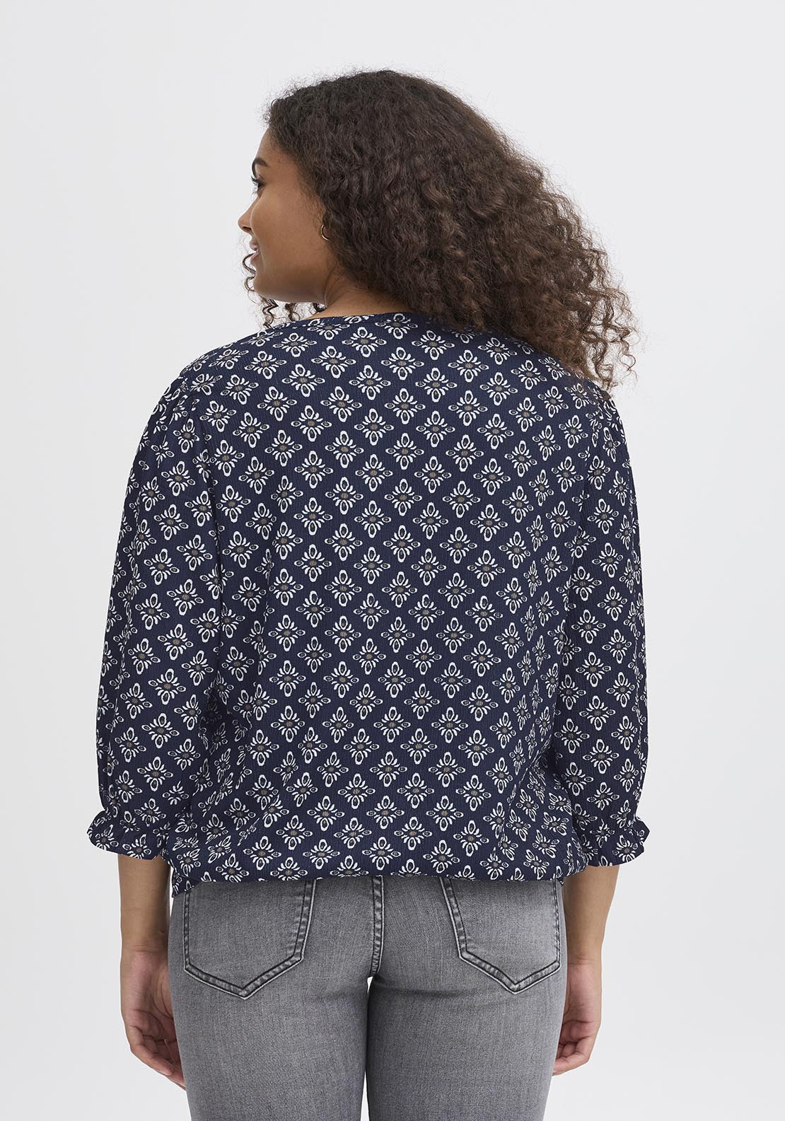Fransa Casual 3/4 Sleeve T-Shirt -Navy 4 Shaws Department Stores