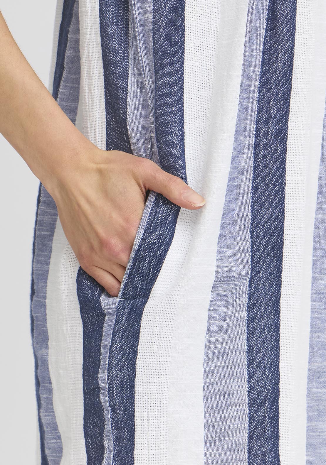 Fransa Light Woven Dress - Navy And White Stripe 5 Shaws Department Stores