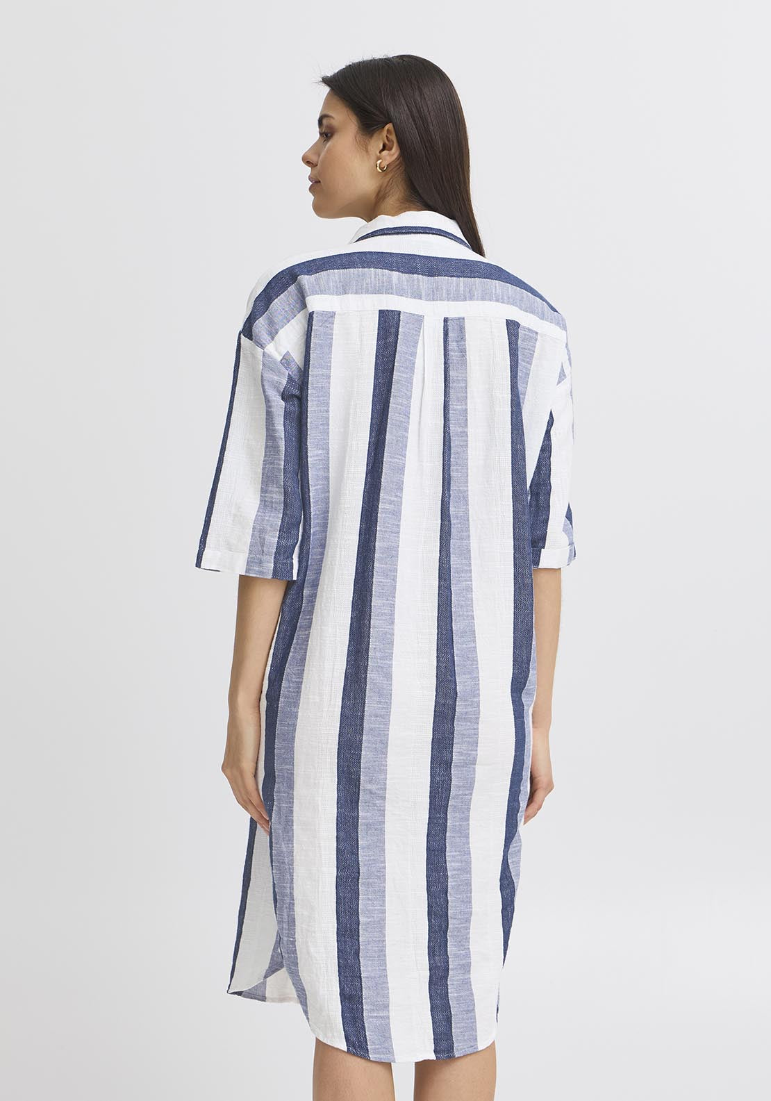 Fransa Light Woven Dress - Navy And White Stripe 2 Shaws Department Stores