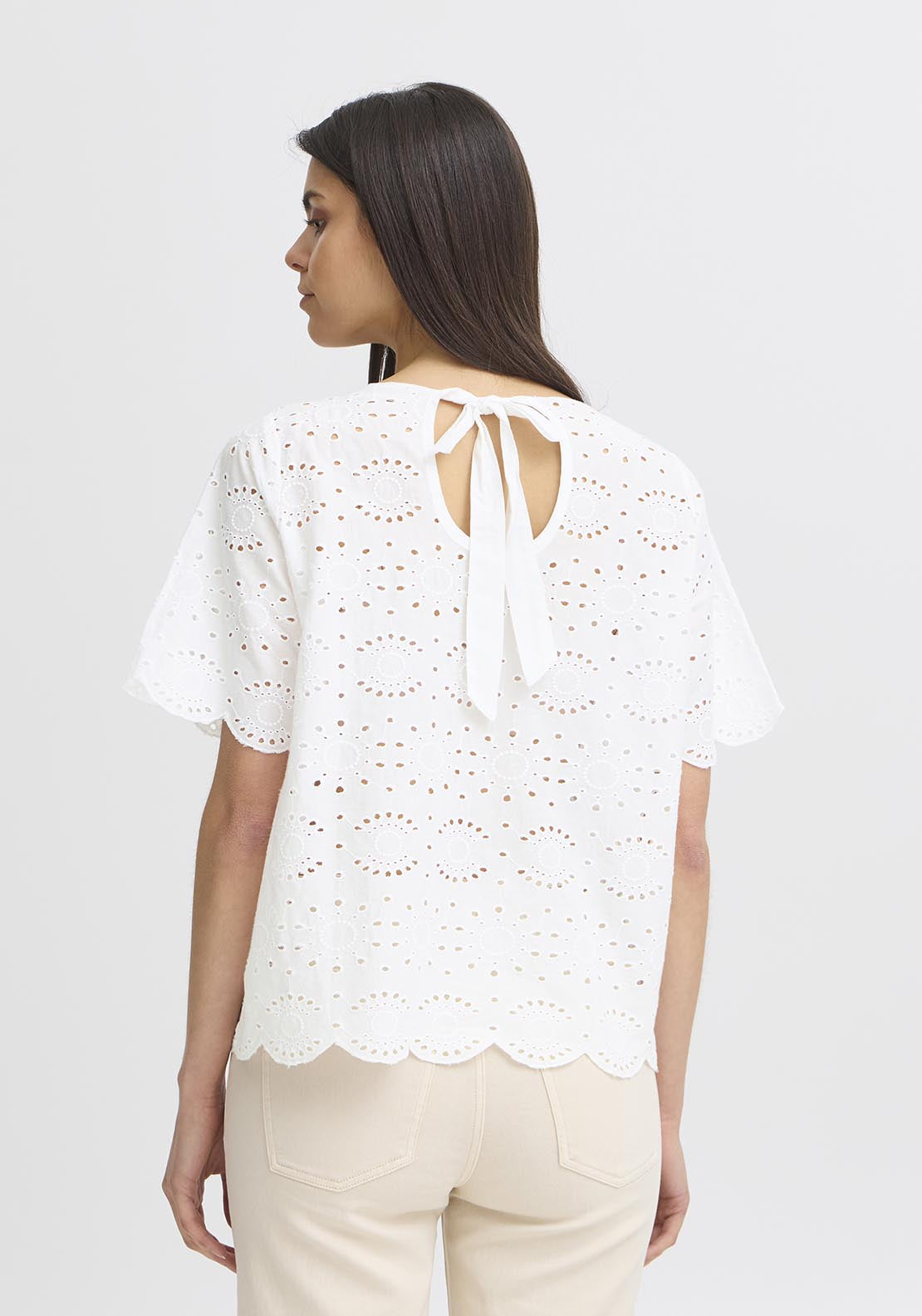 Fransa Short Sleeve Blouse - White 4 Shaws Department Stores