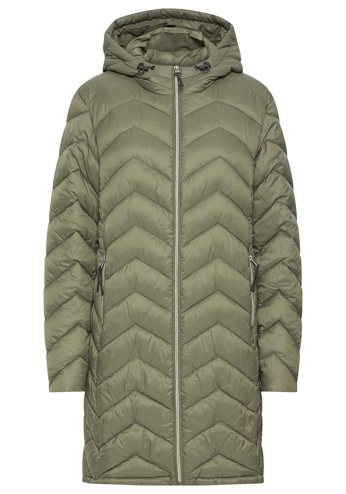 Fransa Padded Jacket - Green 1 Shaws Department Stores