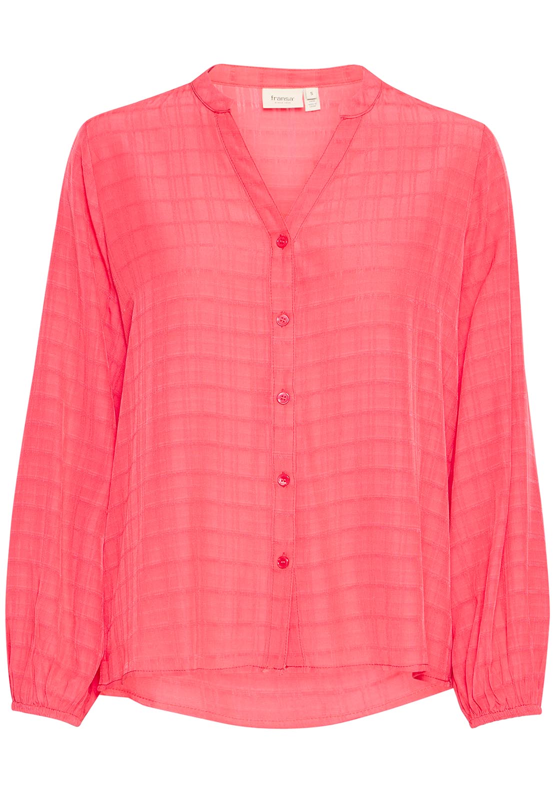 Fransa Casual Long Sleeve Woven Shirt - Teaberry 1 Shaws Department Stores