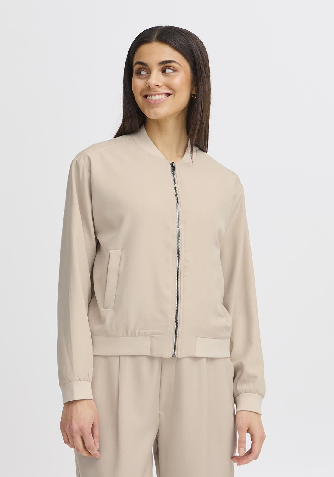 Fransa Casual Long Sleeve Jacket - Tan 5 Shaws Department Stores