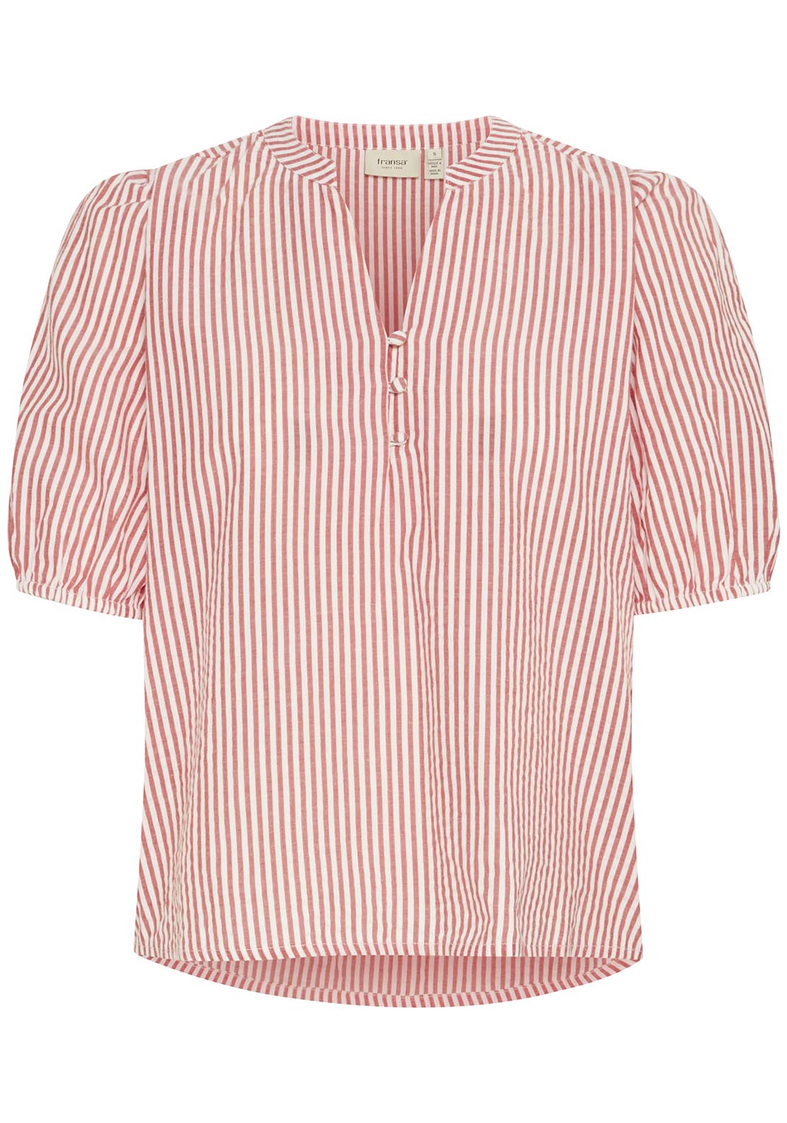 Fransa Short Sleeve Blouse - Cayenne Stripes 1 Shaws Department Stores