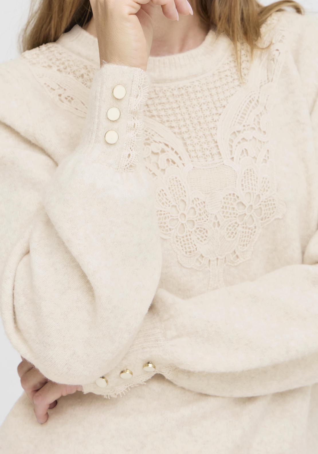 Fransa Ellen Pullover - Oatmeal Melange 4 Shaws Department Stores