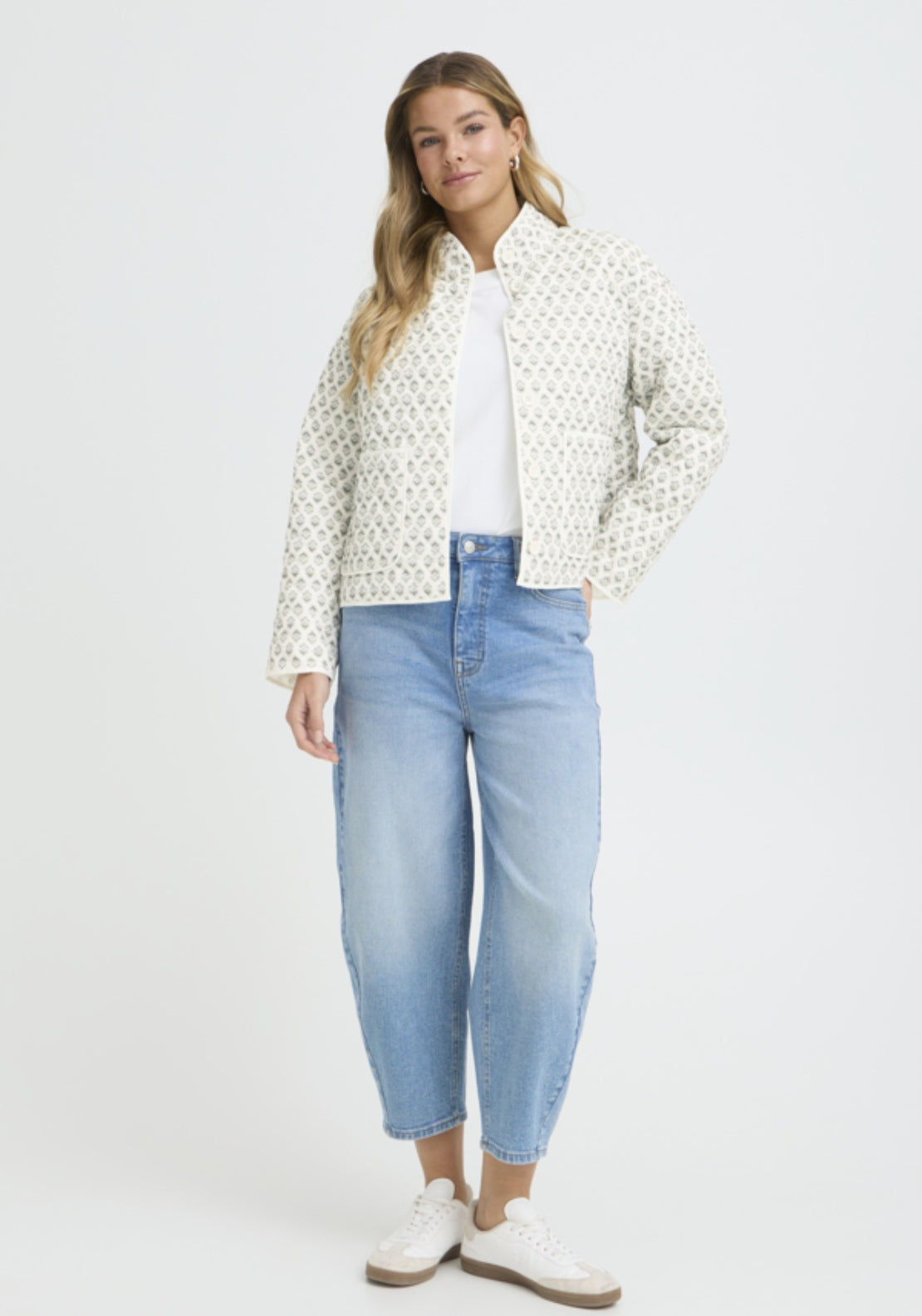 Fransa Printed Casual Jacket - Whisper Sage Wild Loom 5 Shaws Department Stores
