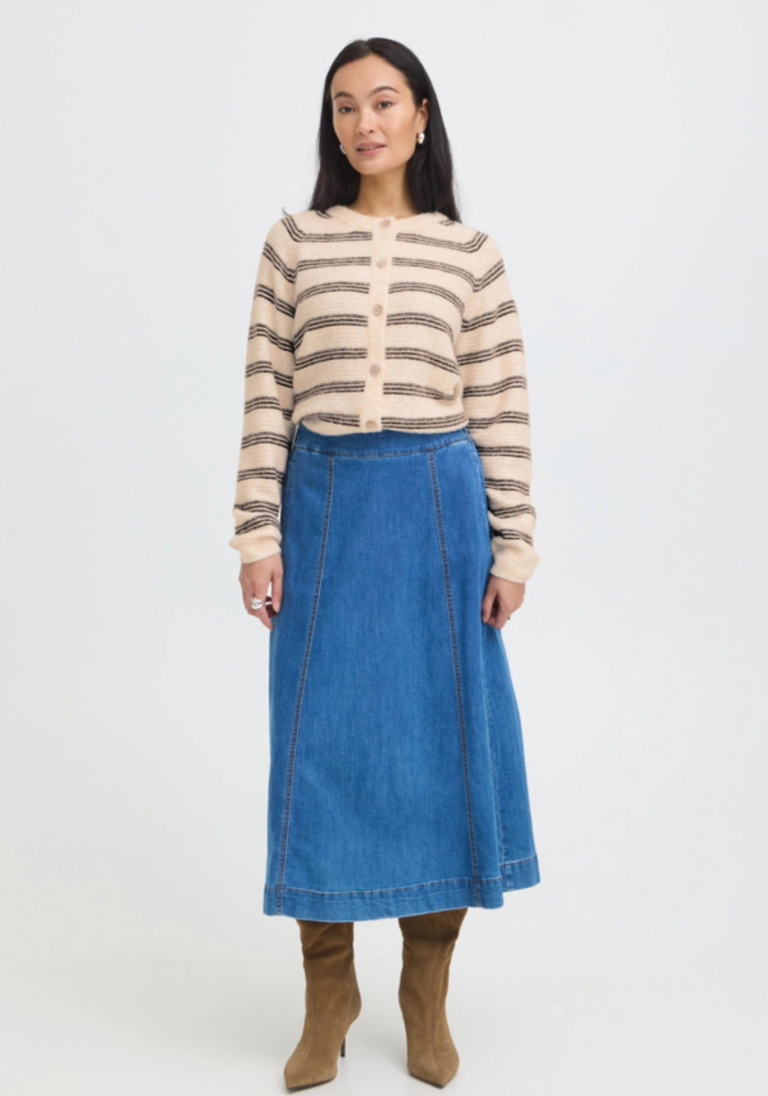 Stripe Knit Cardigan - Oatmeal Stripe