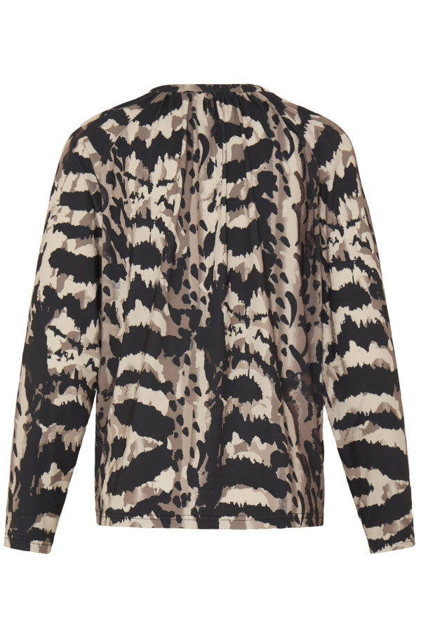 Animal Print Blouse - Abstractleo Driftwood