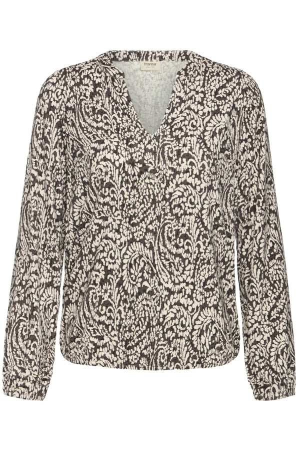 Paisley Print Blouse - Aura Bloom Hot Fudge