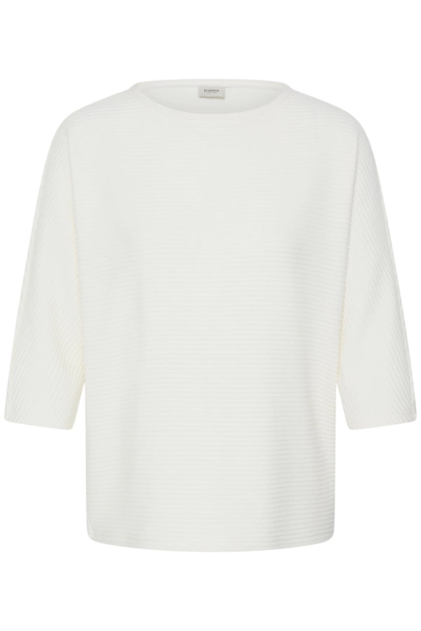Mid Sleeve Ribbed Top - White