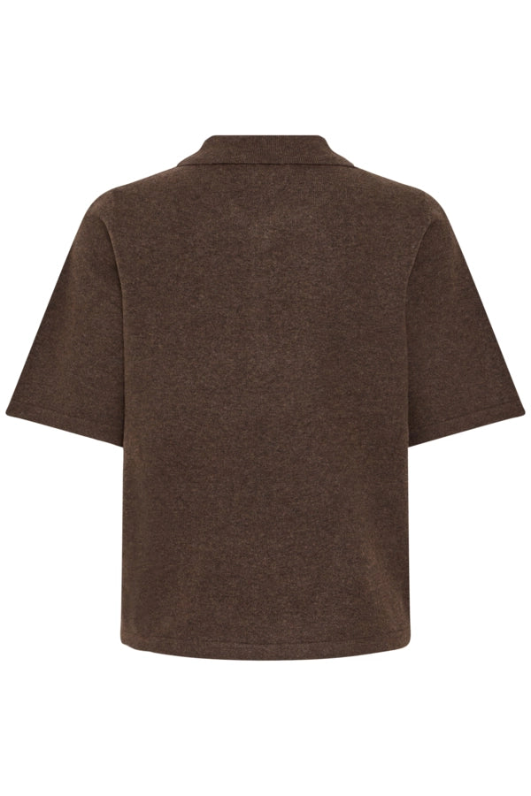 Flower Button T-Shirt - Hot Fudge Melange