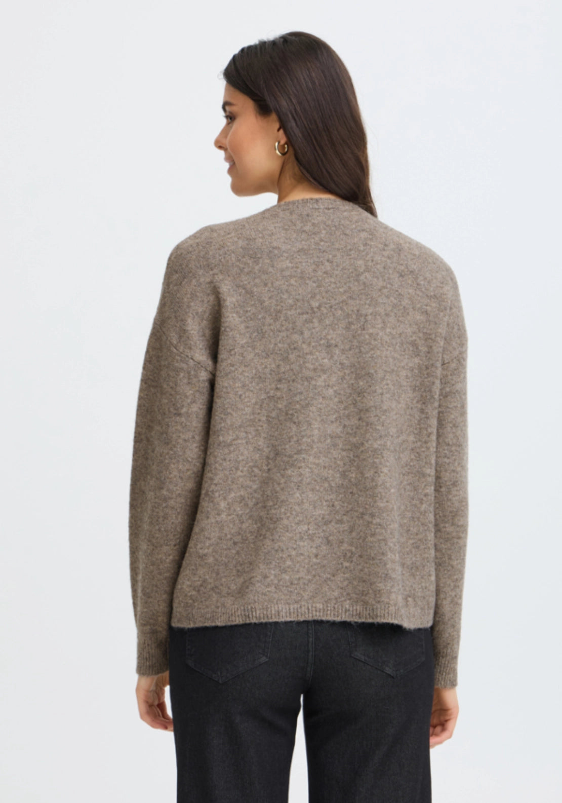 Lace Neck Jumper - Driftwood Mix