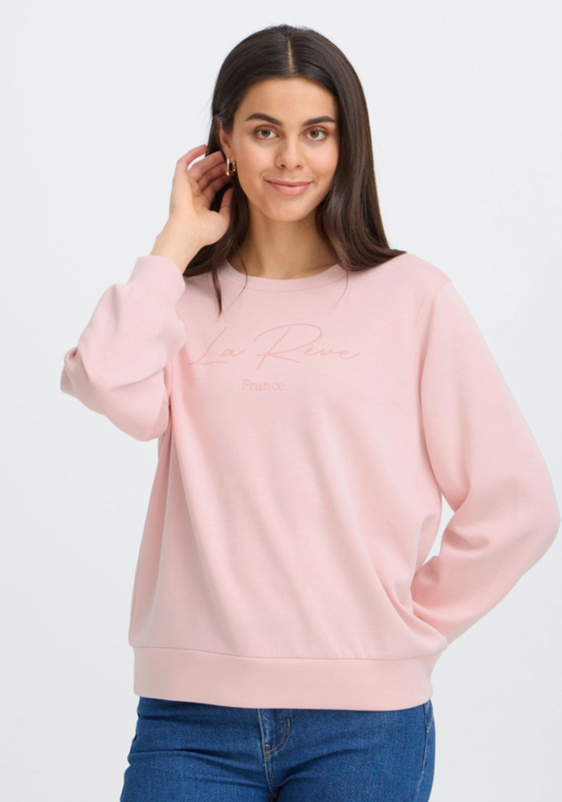 Graphic Print Pullover - Rose Shadow Text