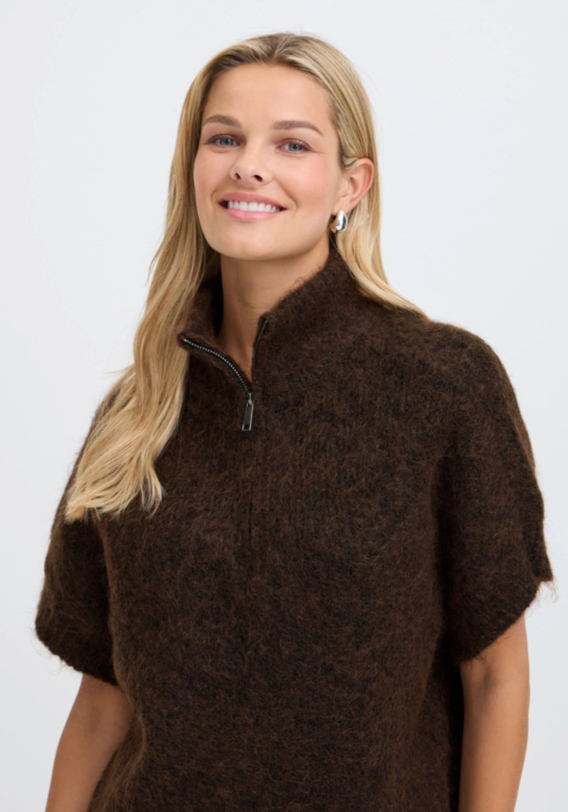 Knit 1/4 Zip - Hot Fudge Melange