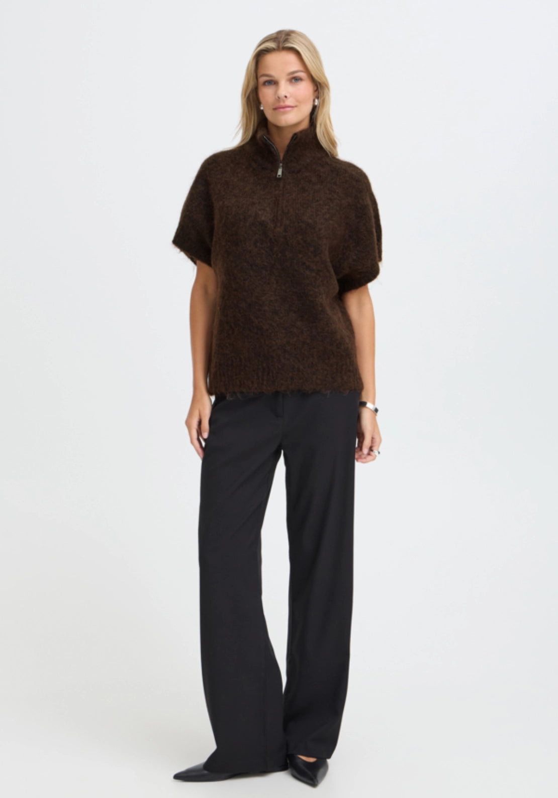 Knit 1/4 Zip - Hot Fudge Melange