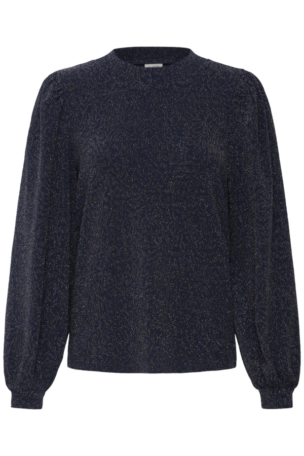 Long Sleeve Sparkle Top - Navy Blazer/silver
