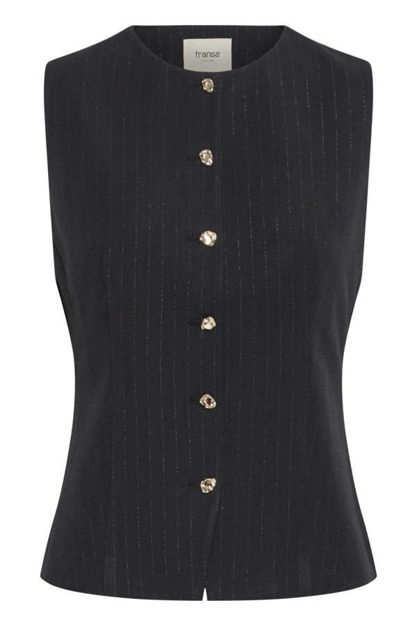 Pinstripe Suit Waistcoat - Black Lurex Stripe
