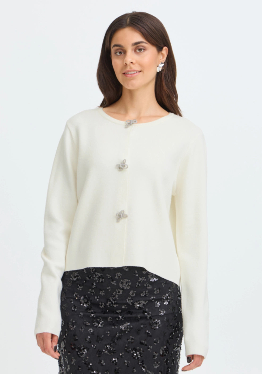 Bow Detail Cardigan - White