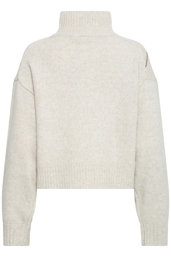 Abstract Polo Jumper - Oatmeal Melange Check