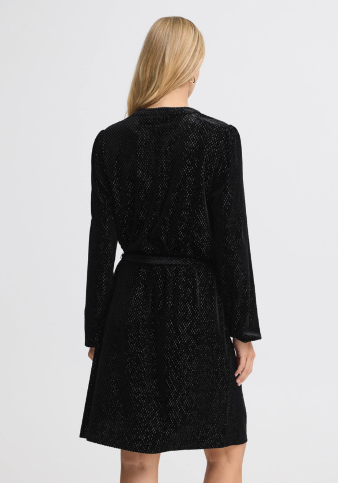 Shining Tie Waist Dress - Meteorite