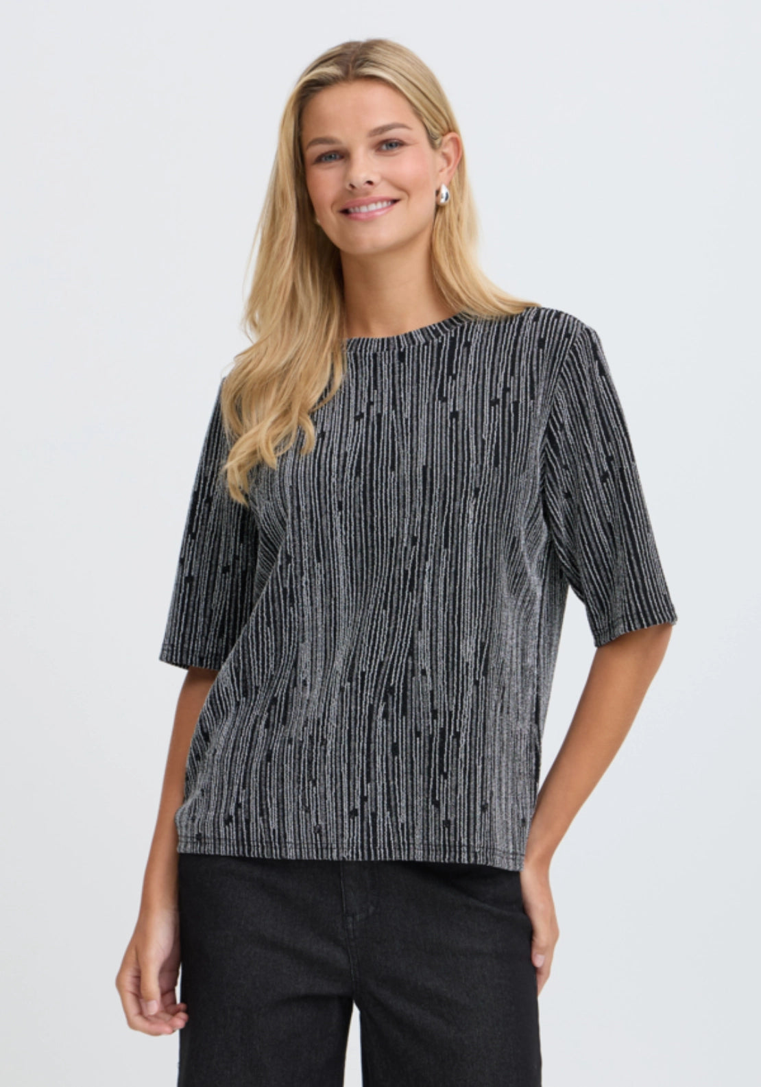Monochrome T-Shirt - Silver Stripe