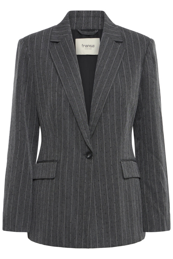 Pinstripe Suit Blazer - Gray Houndtooth W. Rhinestone