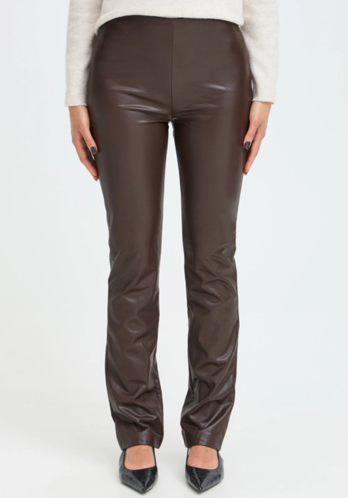 Leather Look Legging - Beige