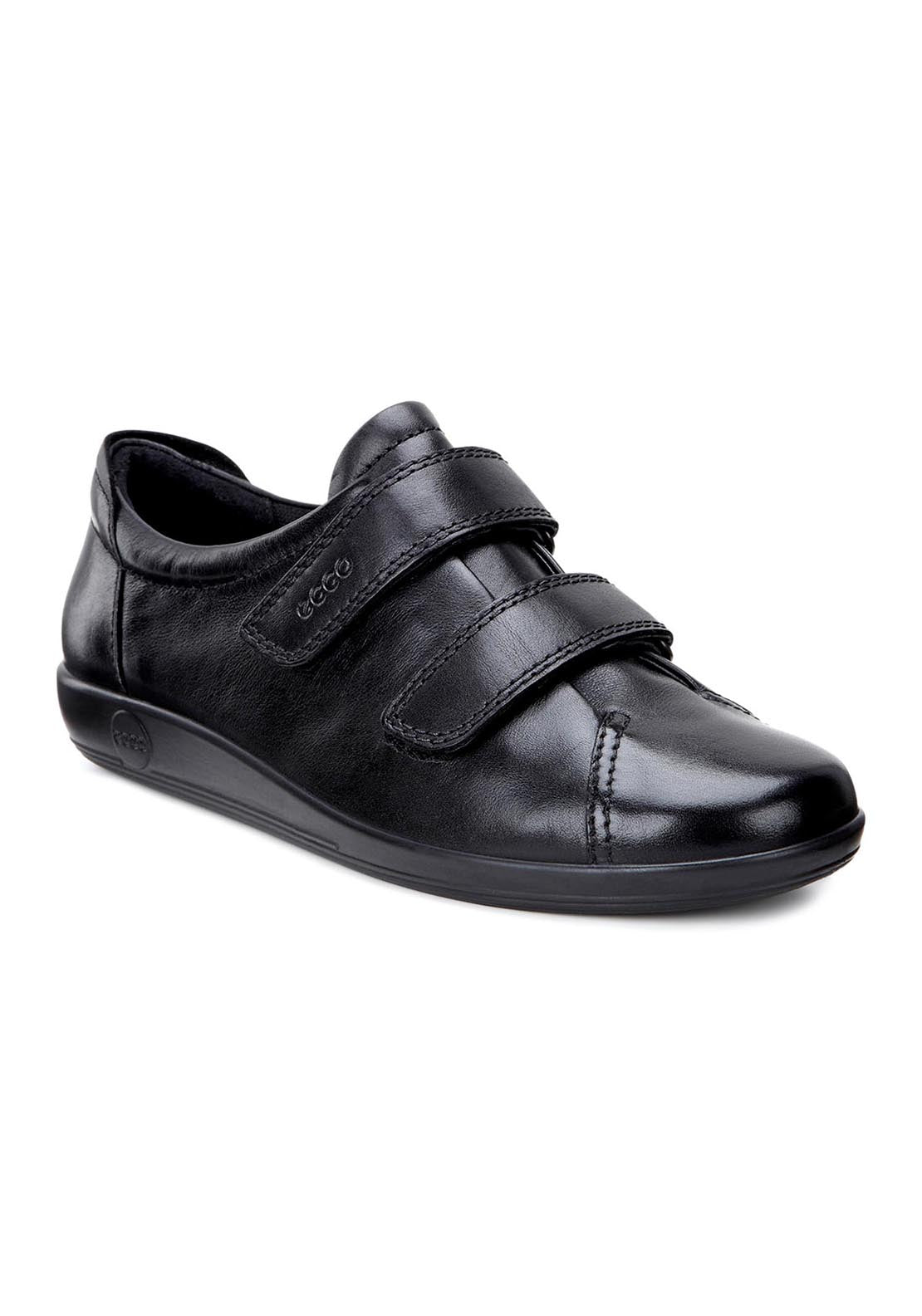 Ecco Soft 2 Ladies Velcro Strap Shoe - Black 1 Shaws Department Stores