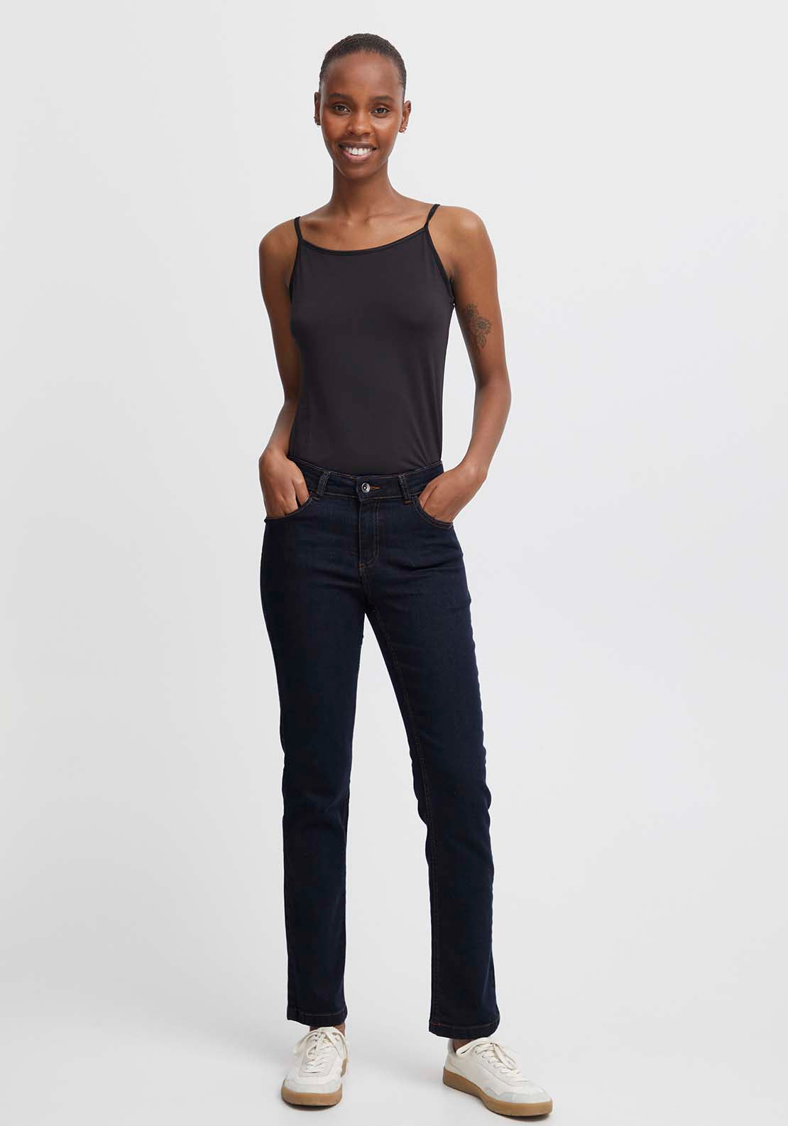 B Young Luni Straight Jeans - Dark Blue Denim 5 Shaws Department Stores
