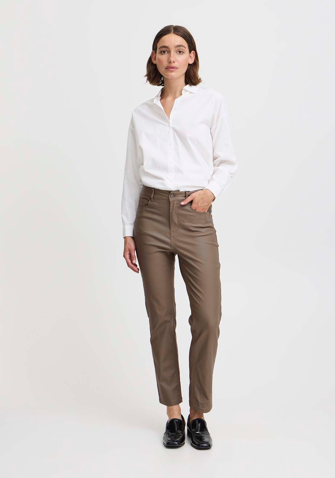 B Young Kiko Casual Trousers - Walnut 1 Shaws Department Stores
