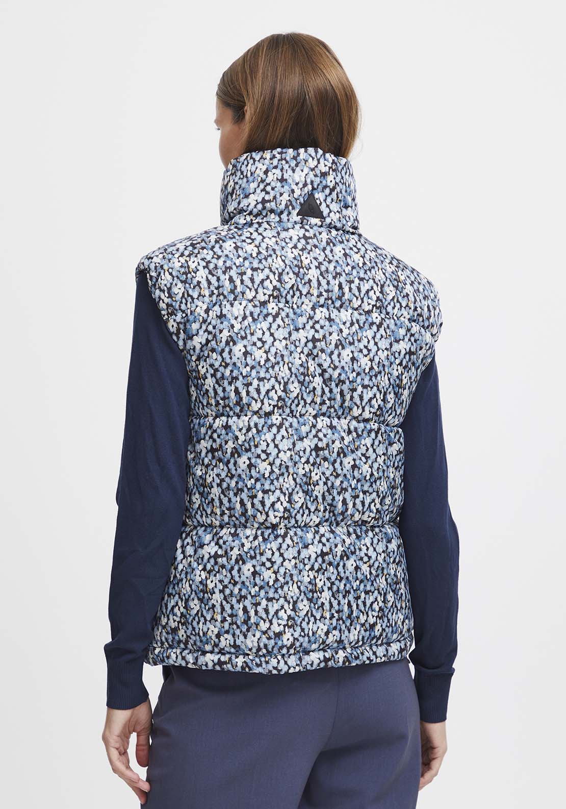 B Young Bomilla Waistcoat - Dusty Blue Flower Mix 3 Shaws Department Stores