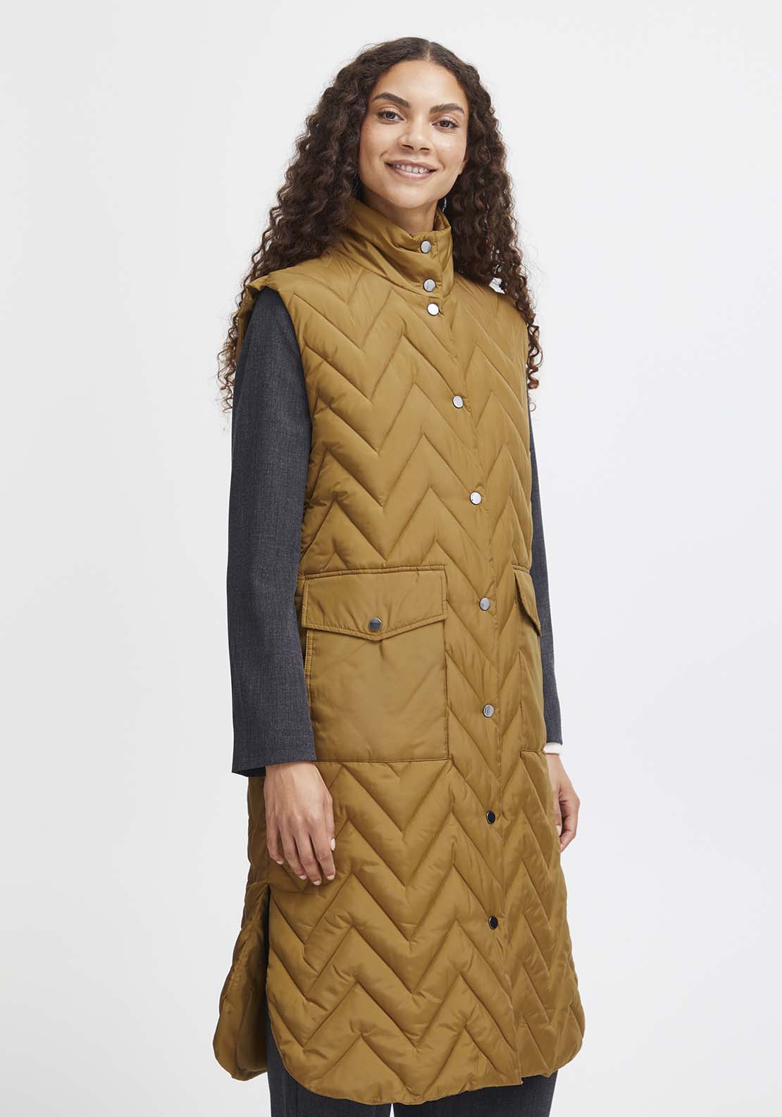 B Young Amaxa Waistcoat - Dull Gold 2 Shaws Department Stores