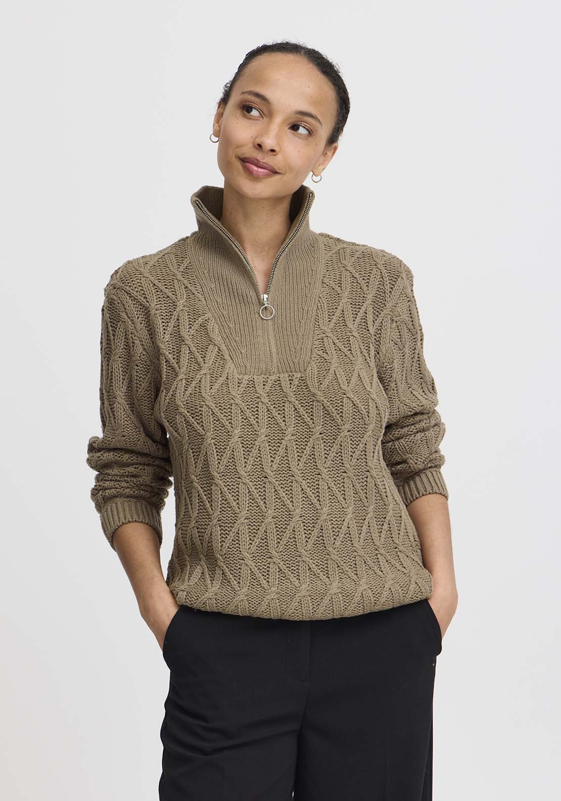 B Young Otinka Half Zip Jumper - Walnut 1 Shaws Department Stores