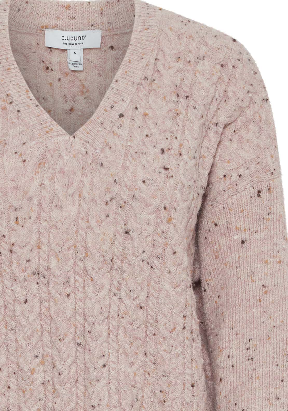 B Young Nata V Neck Jumper - Pale Mauve Melange 3 Shaws Department Stores