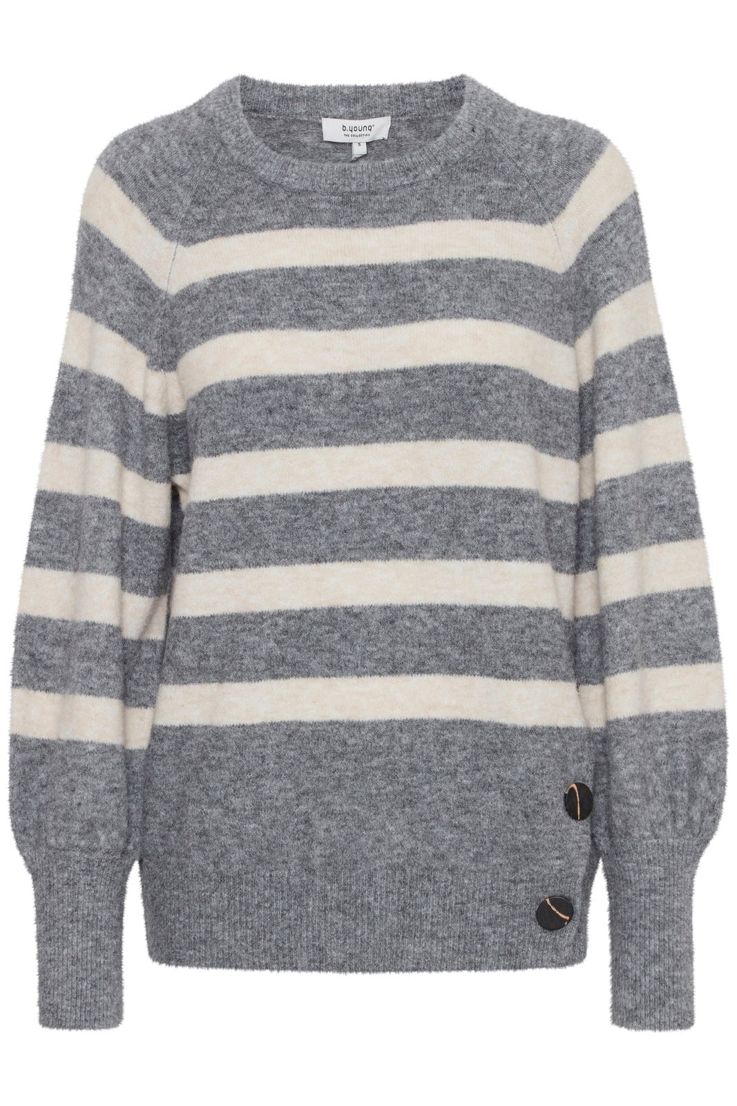 B Young Omea Striped Jumper - Mid Grey Melange Mix 1 Shaws Department Stores