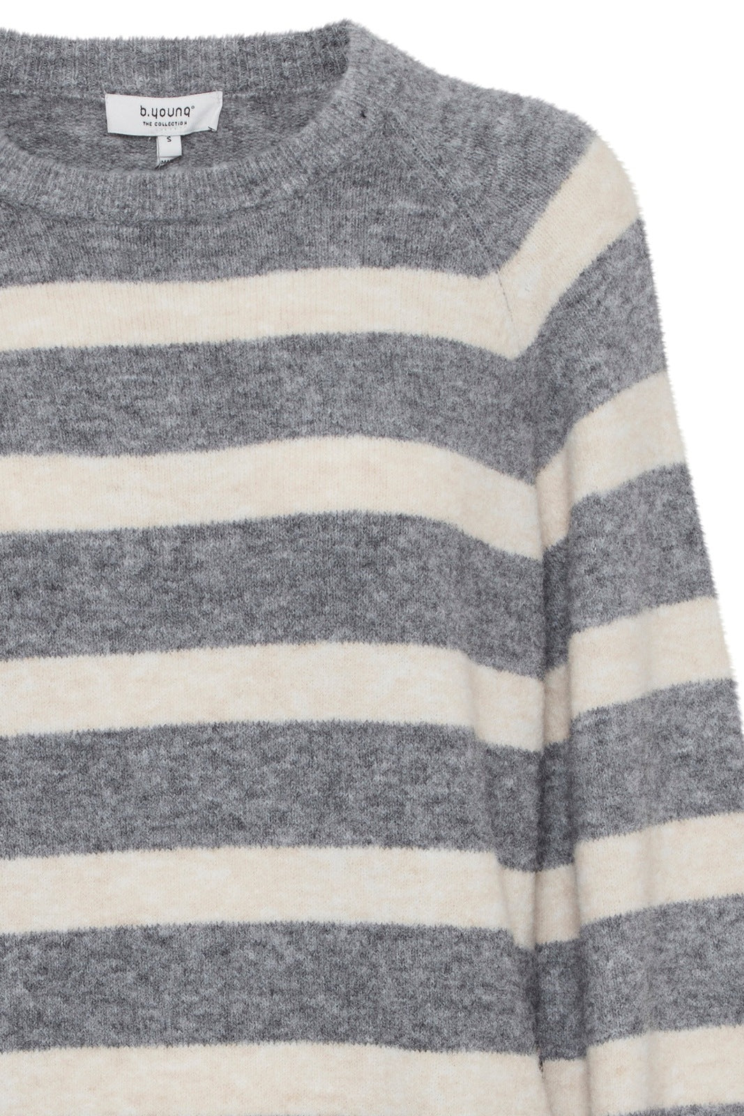 B Young Omea Striped Jumper - Mid Grey Melange Mix 3 Shaws Department Stores