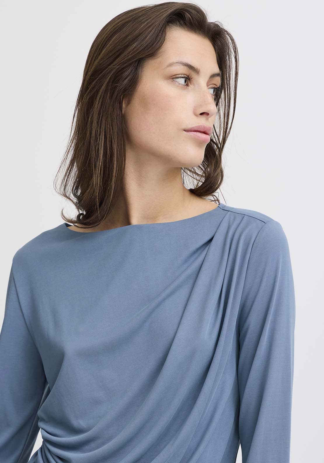 B Young Perl Drape T-Shirt - Blue Horizon 2 Shaws Department Stores