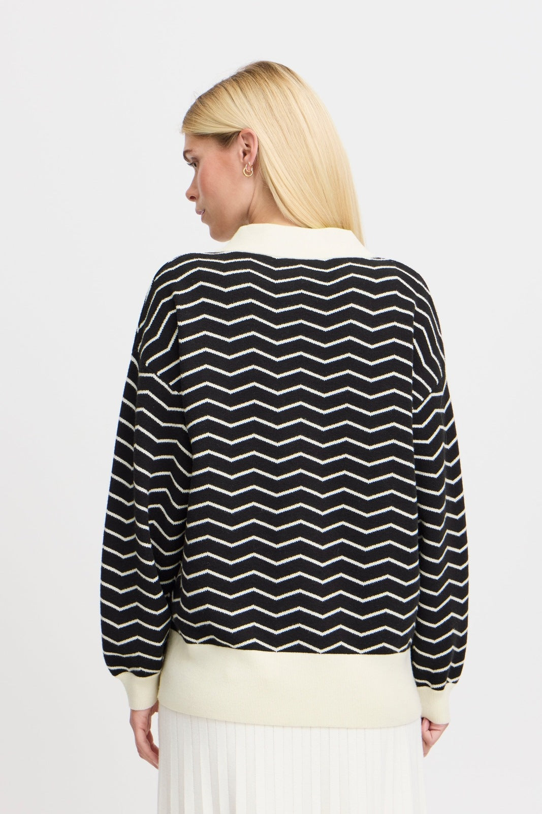 B Young Otari Zig Zag Knit Cardigan - Black Mix 4 Shaws Department Stores