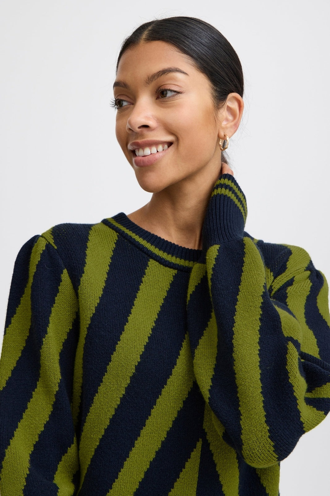 B Young Milo Striped Knit Jumper - Woodbine Mix 2 Shaws Department Stores