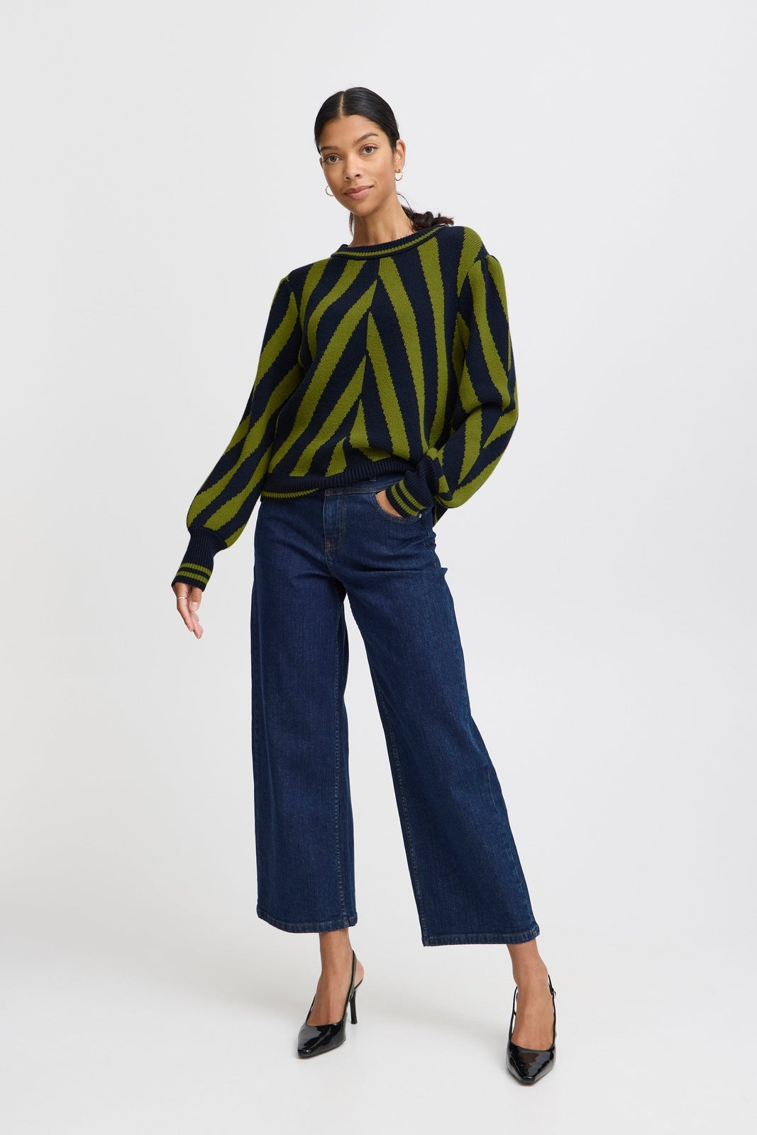 B Young Milo Striped Knit Jumper - Woodbine Mix 5 Shaws Department Stores