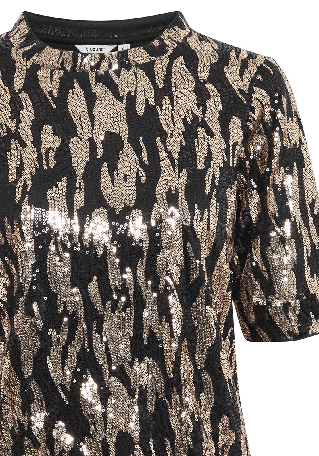 B Young Rei Top - Gold Abstract Mix 2 Shaws Department Stores