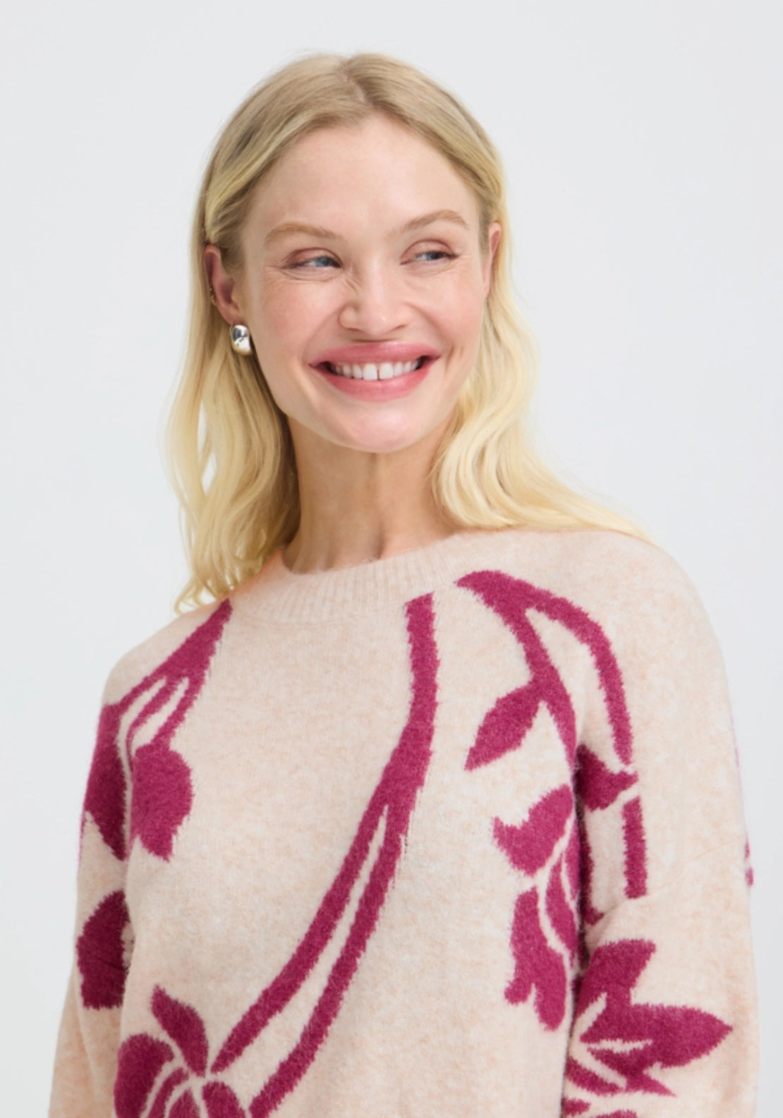 Omea Flower Jumper - Birch/pink Rose