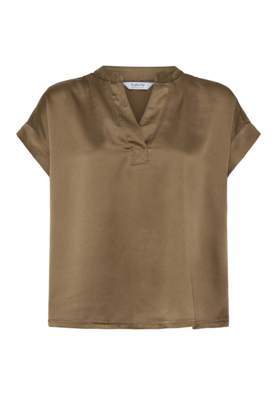Selita V Placket Neck T-Shirt - Sepia