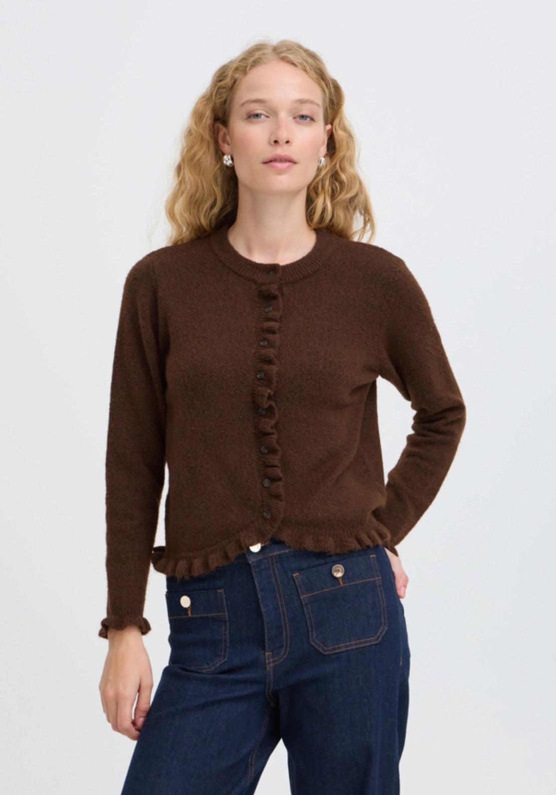 Ofira Frill Cardigan - Potting Soil Melange