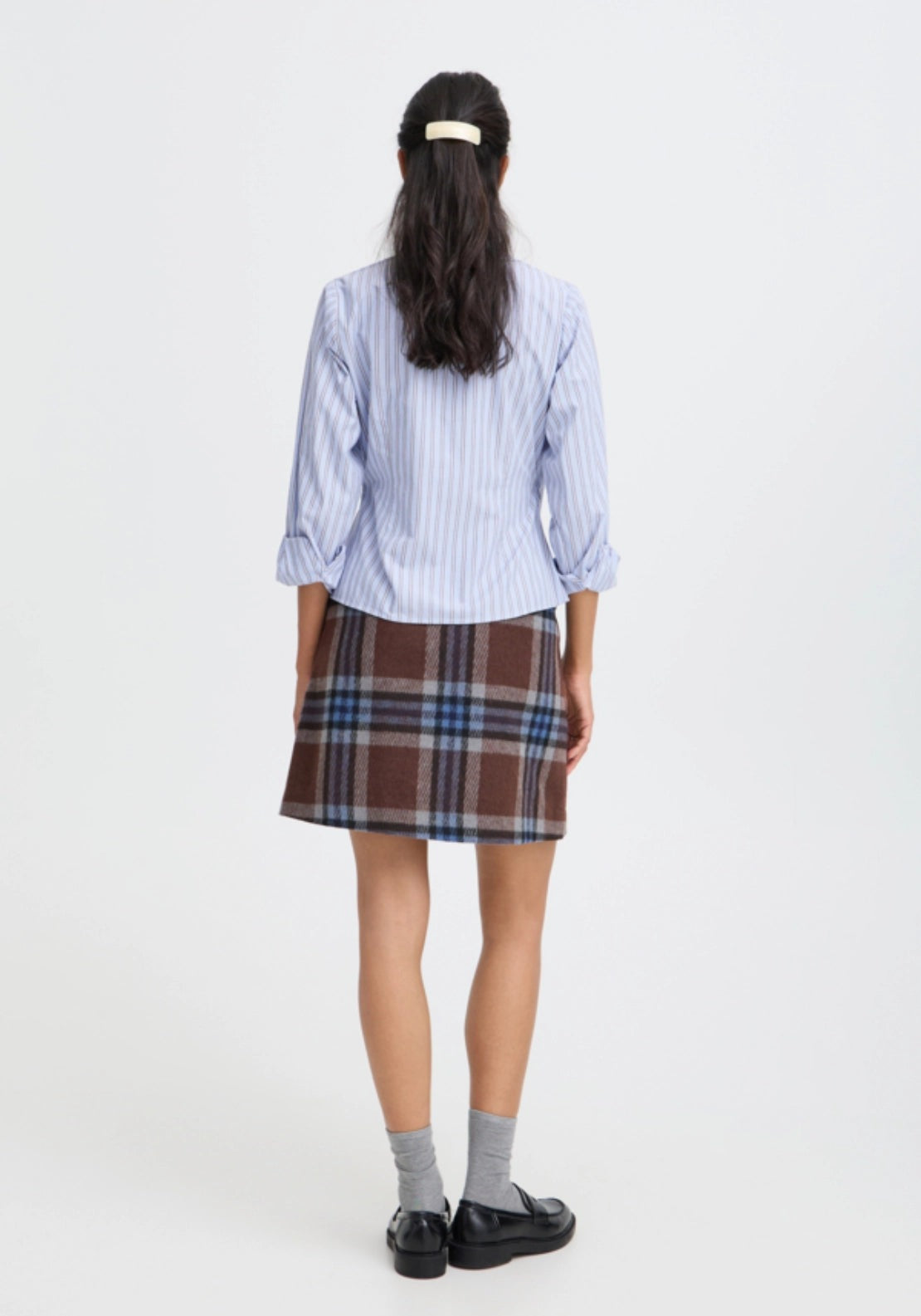 Hene Wrap Shirt - Chambray Blue Stripe